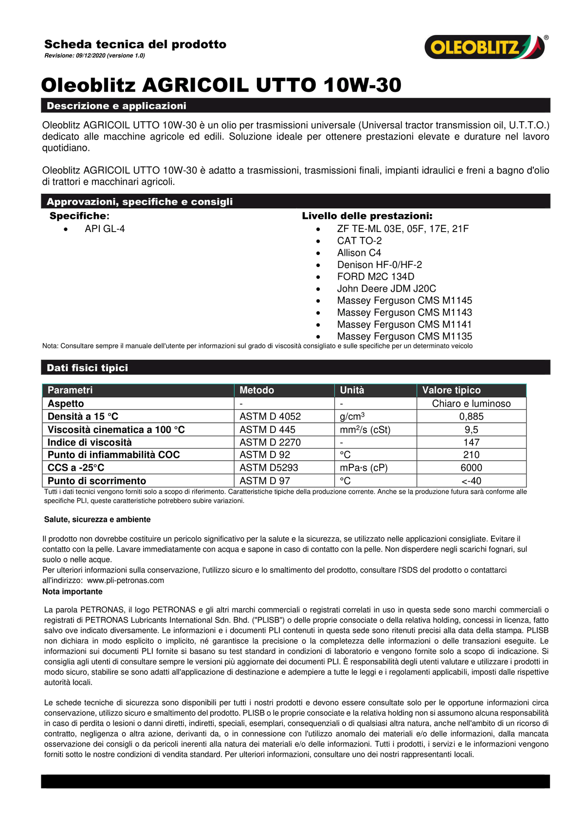 AGRICOIL UTTO 10W-30 GL-4 20L Huile pour transmissions agricoles - Oleoblitz