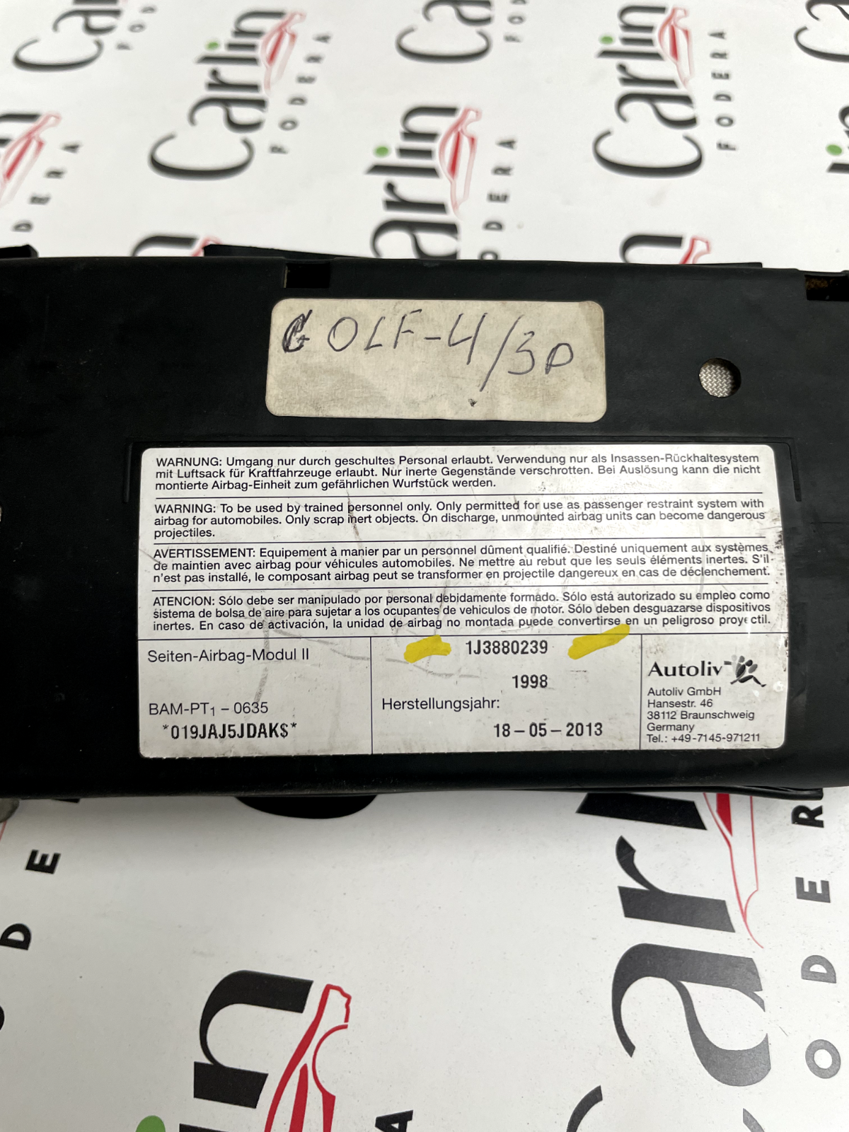 Airbag Laterale Sedile Sinistro Volkswagen New Beetle/Golf - 1J3880239E detail