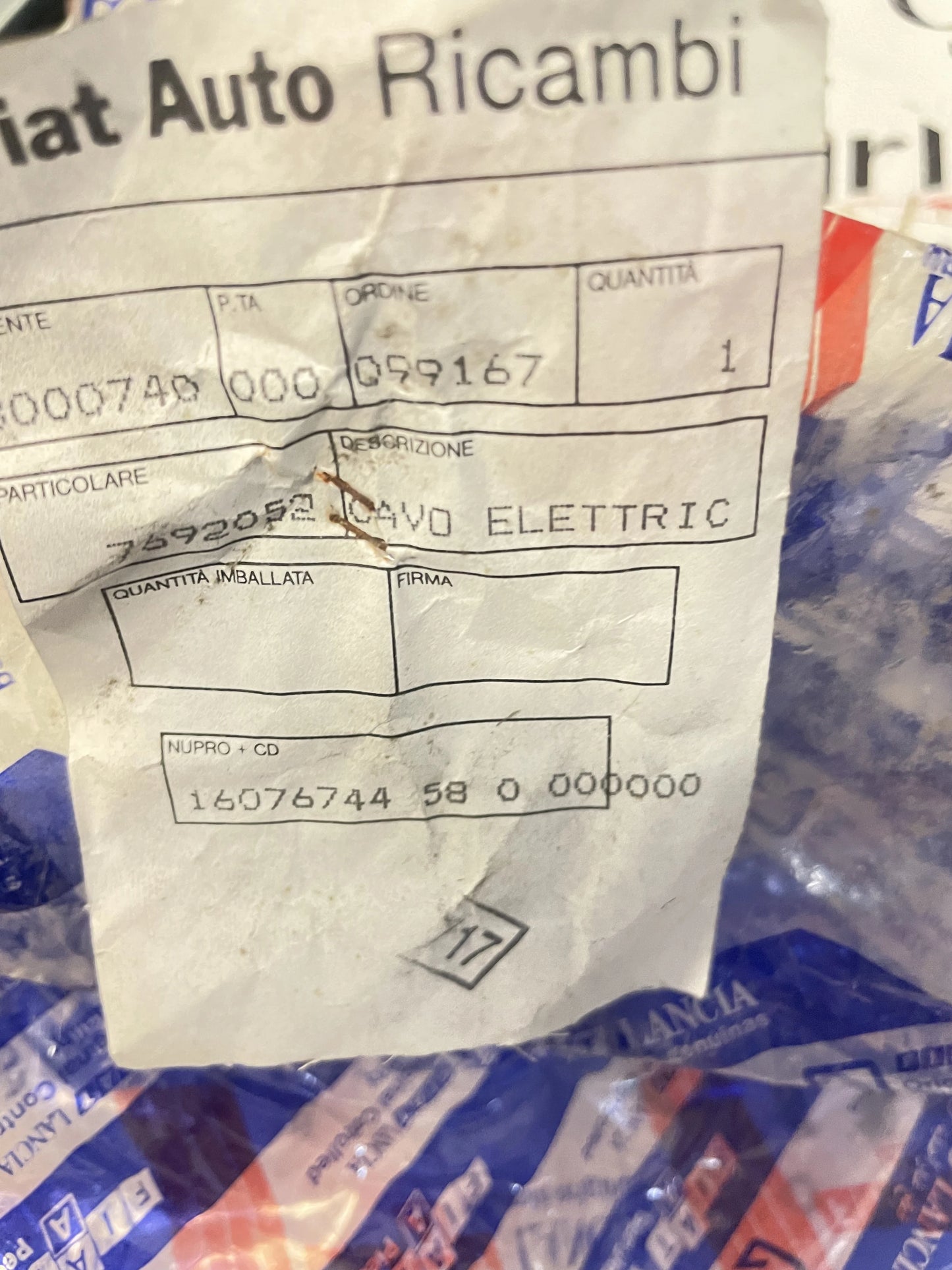 Cavo Batteria Fiat Uno Prima Serie 7692052 detail 3