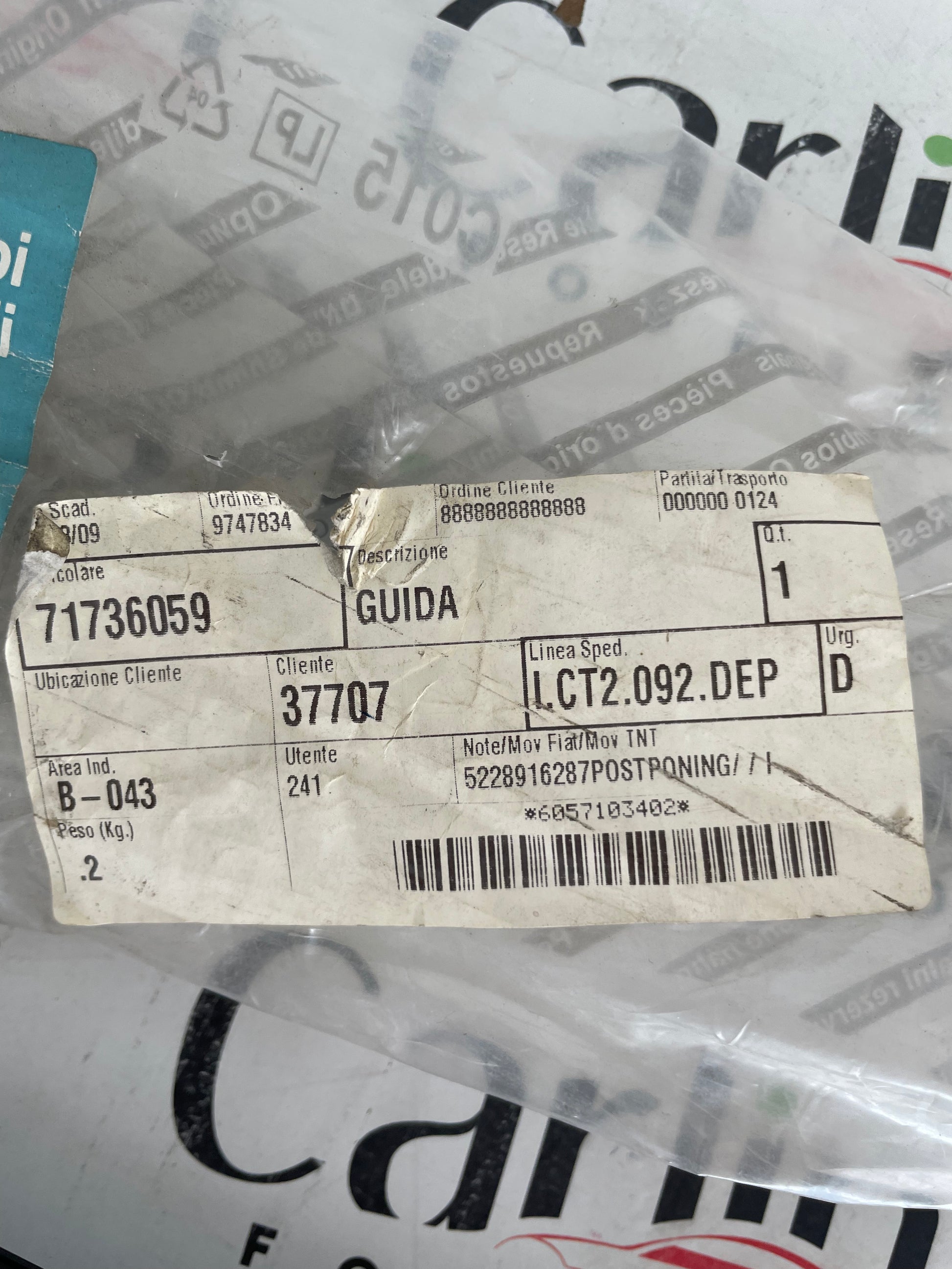 Guida Tendina Tettuccio Destra Fiat Idea/Lancia Musa 71736059 detail 3