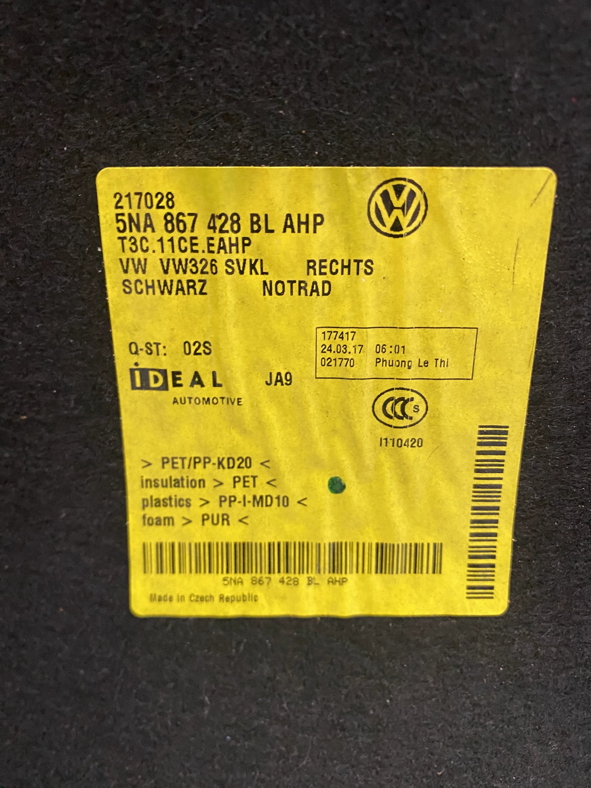 Rivestimento Pannello Laterale Bagagliaio Volkswagen Tiguan – Cod. 5NA867428 | Ricambio Originale Usato 4