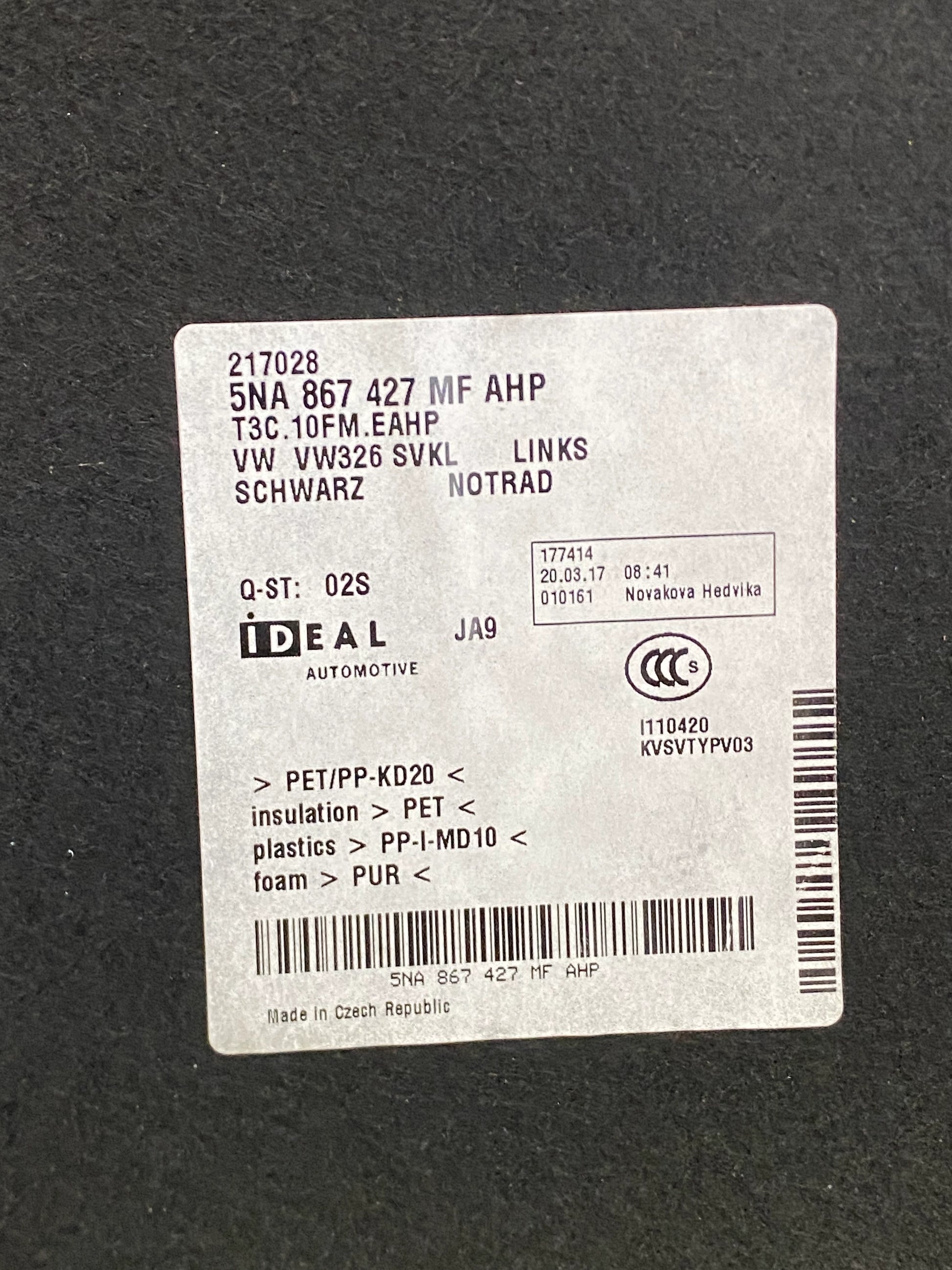 Rivestimento Pannello Laterale Bagagliaio Volkswagen Tiguan – Cod. 5NA867427 | Originale Usato 4