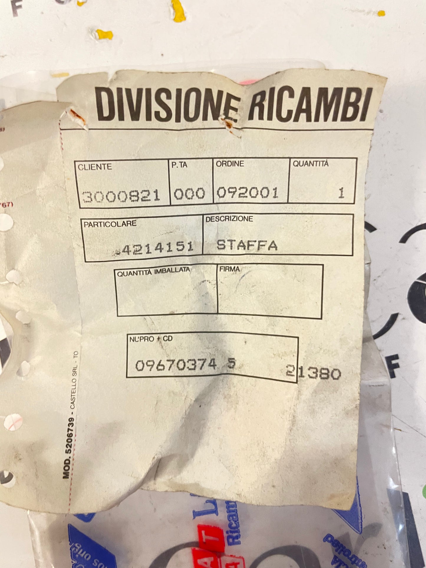 STAFFA DISTRIBUTORE ACCENSIONE FIAT-LANCIA-ALFA - 4214151 NUOVA ORIGINALE