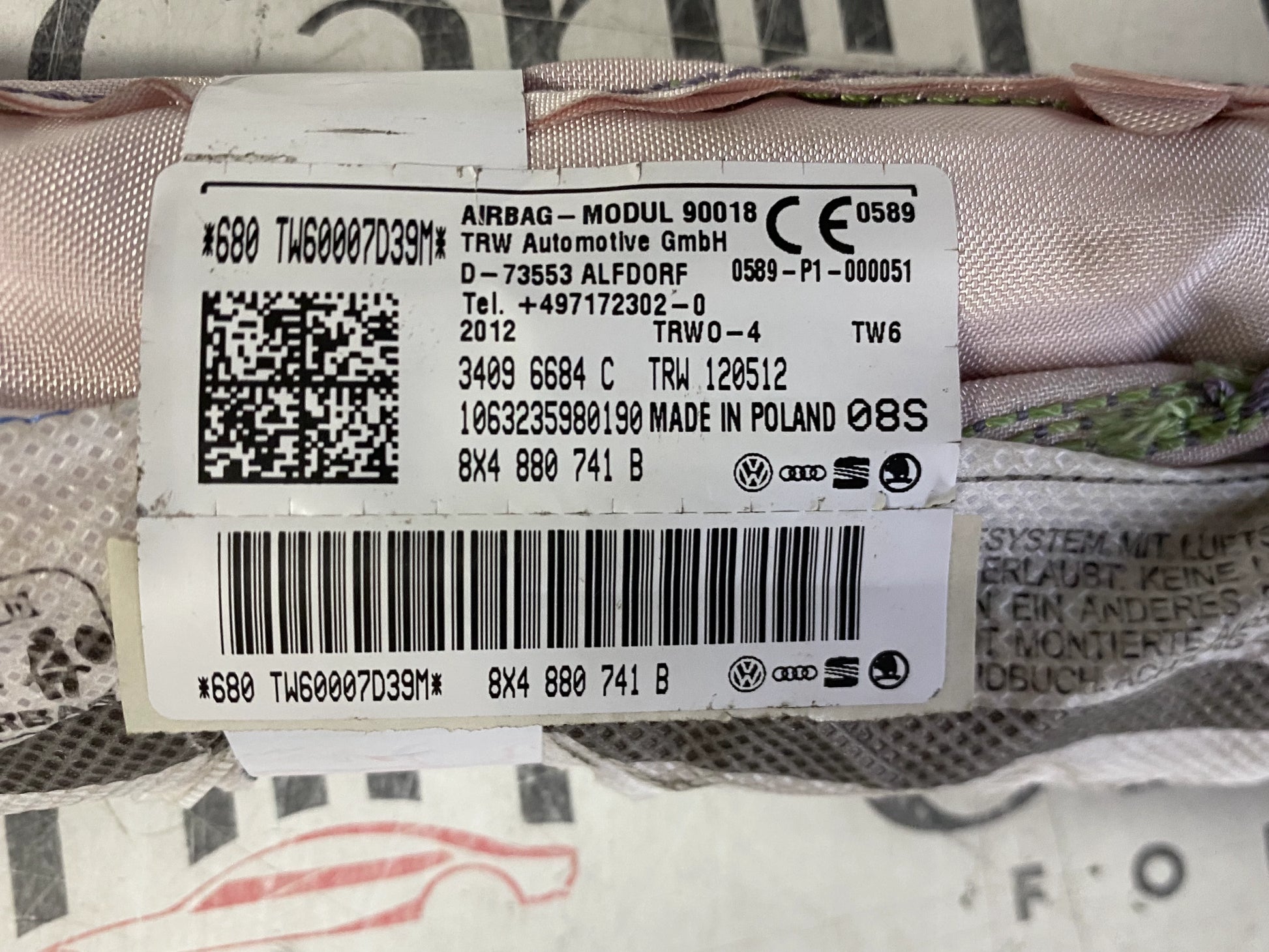 Airbag a Tendina Laterale Sinistra AUDI A1 – Cod. 34096684 | Ricambio Originale 4