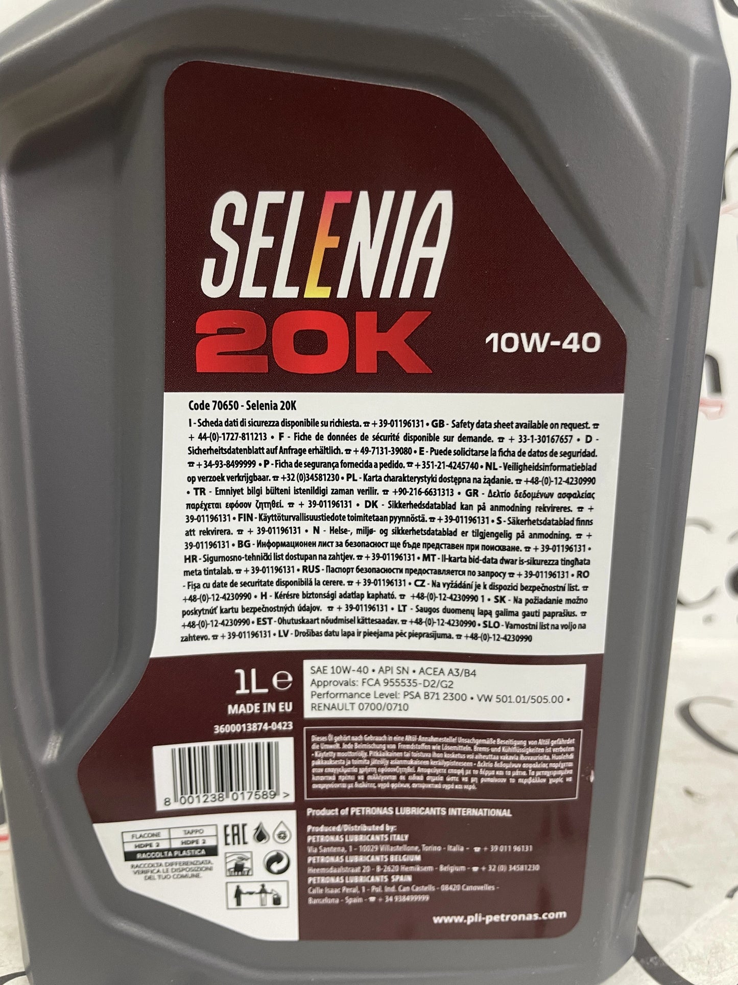 Olio Motore Selenia 20K 10W40 1L - Protezione Avanzata 3