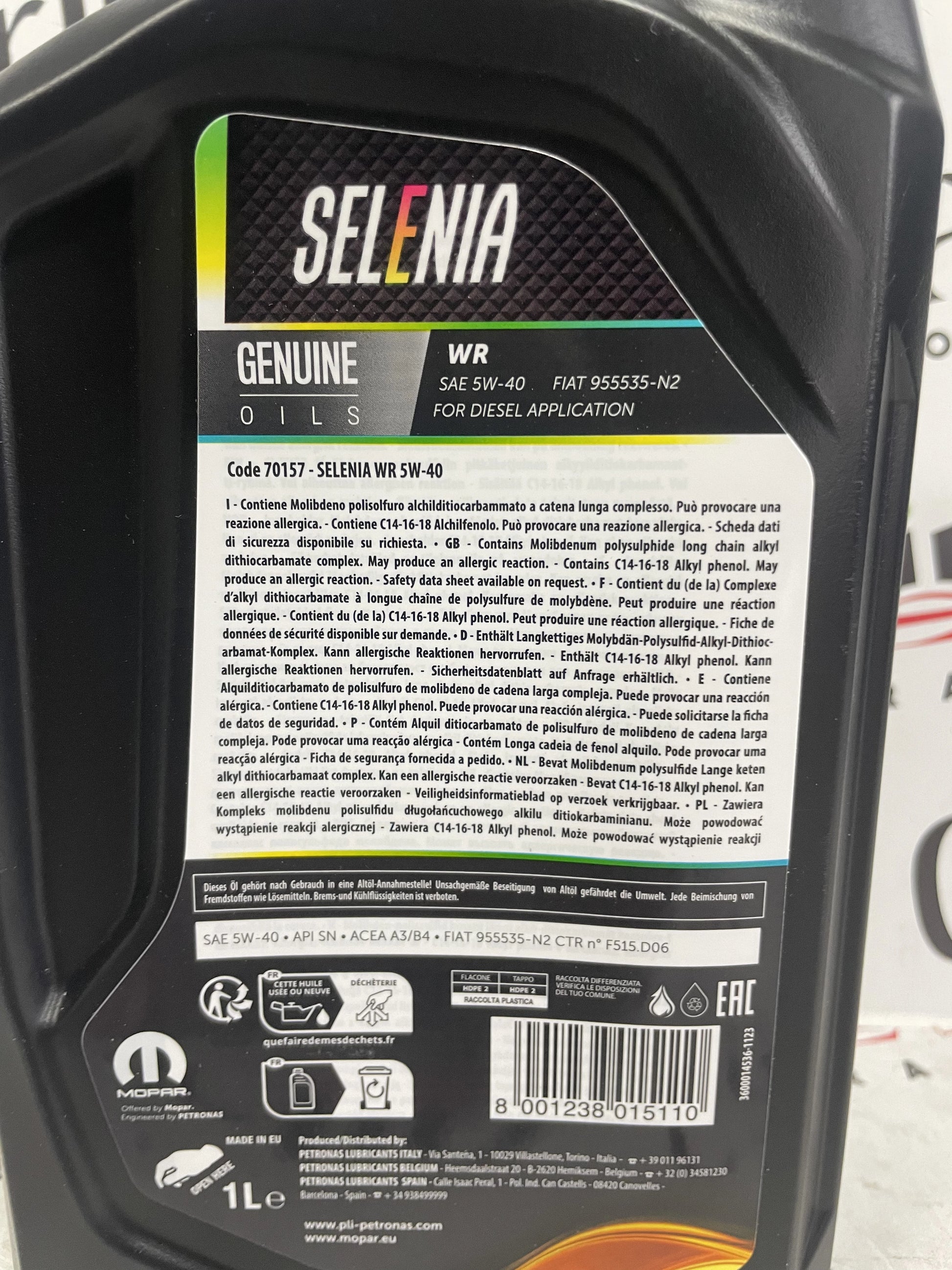 Olio Motore Selenia WR 5W-40 4L -  Motori Diese3