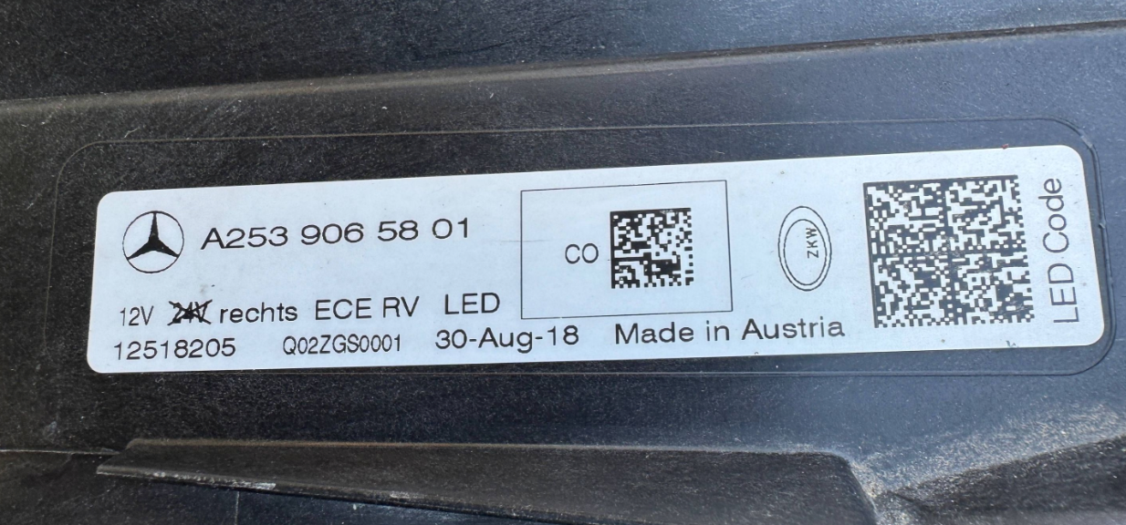 Mercedes-Benz Faro/fanale A2539065801