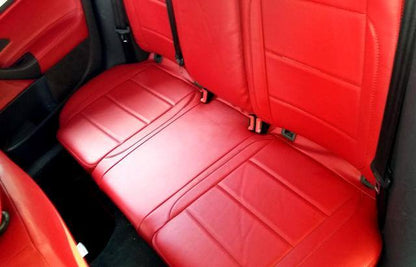 Volkswagen Golf GTI Seat Covers in Red Faux Leather with Black Stitching and GTI Logo