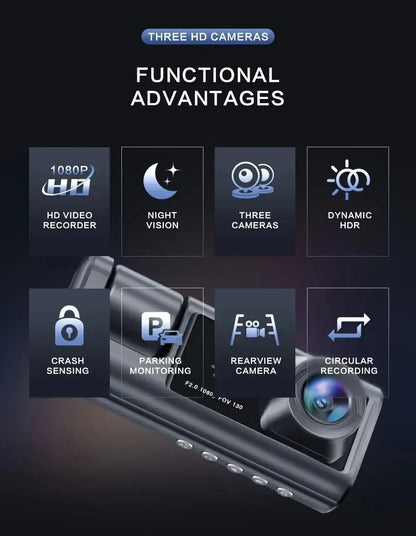 CZSKY 3 Channel DashCam HD 1080P Functionality 2