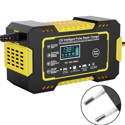 Caricabatteria Auto-Moto Automatico con Display LCD | 12/24V 6/8 A Yellow