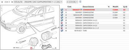 Connettore per Cavi Elettrici Porta Laterale Fiat Punto - COD. 5894437, 5894983, 5894984