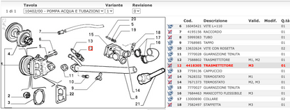 FIAT UNO TURBO - TRASMETTITORE SENSORE TEMPERATURA REFRIGERANTE ORIGINALE - COD. 4418305