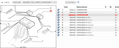 Fiat Punto - Insieme Cavi Parte Anteriore - COD. 5894322