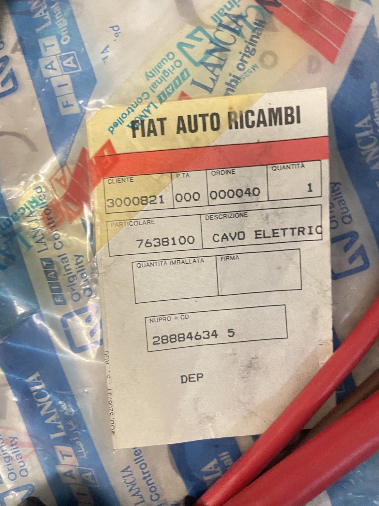 Cavo Elettrico Fiat [7638100] Ricambio Nuovo e Originale Fiat