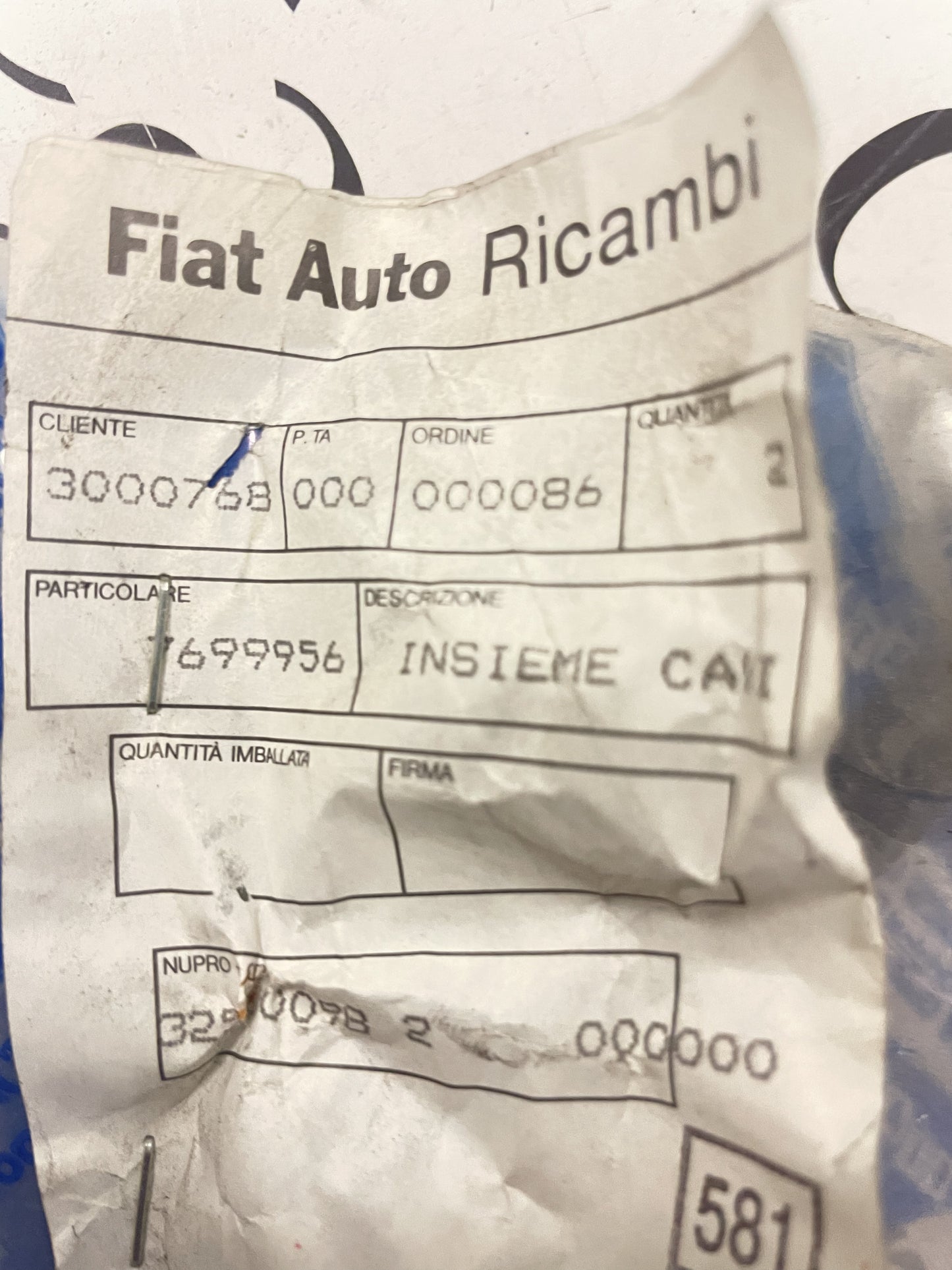 Cablaggio Cavi [7699956] Ricambio Nuovo e Originale Fiat