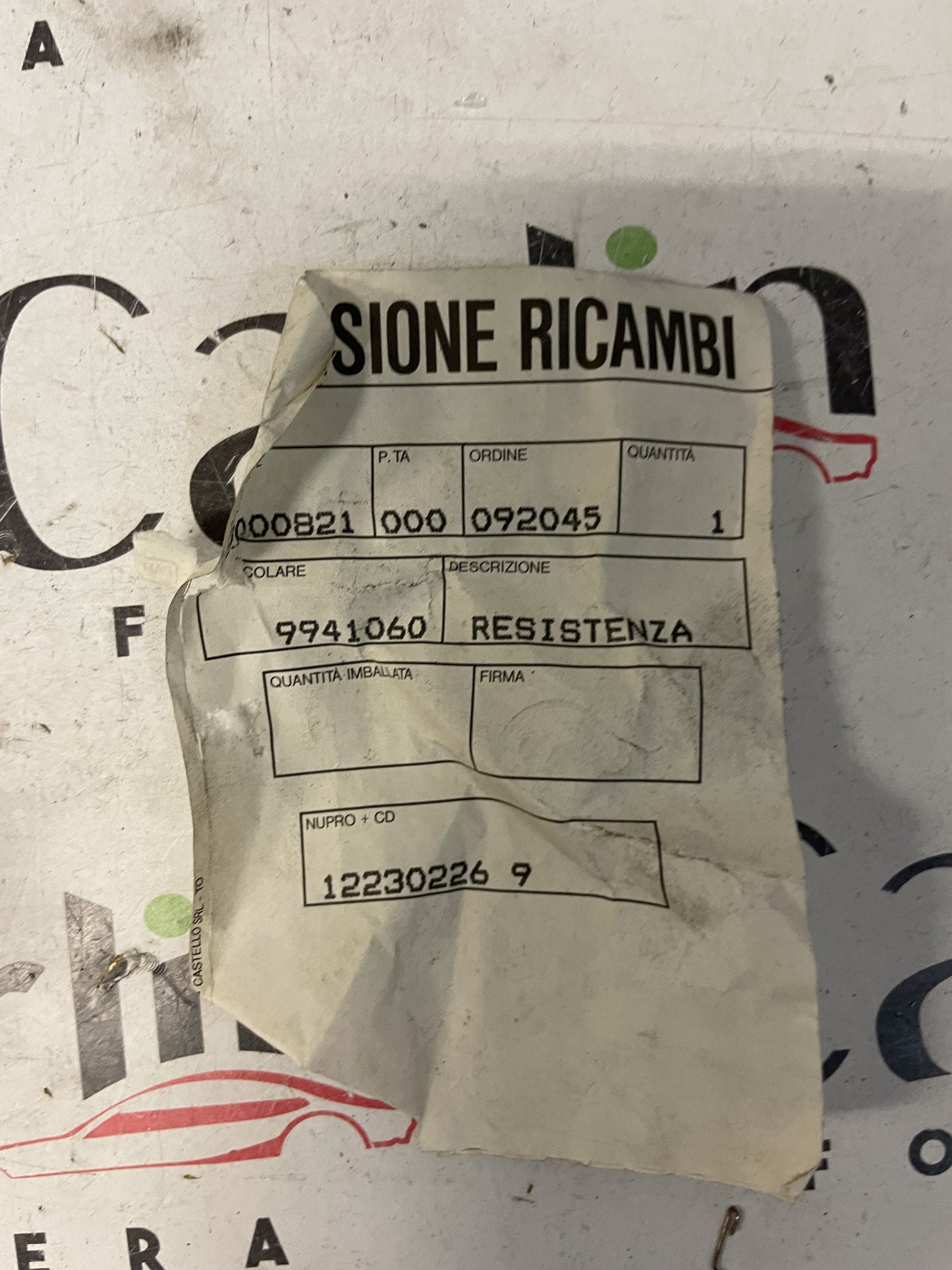 Resistenza Termocontatto Filtro Gasolio [9941060] - FIAT Ducato / Tipo / Talento - Nuovo Originale