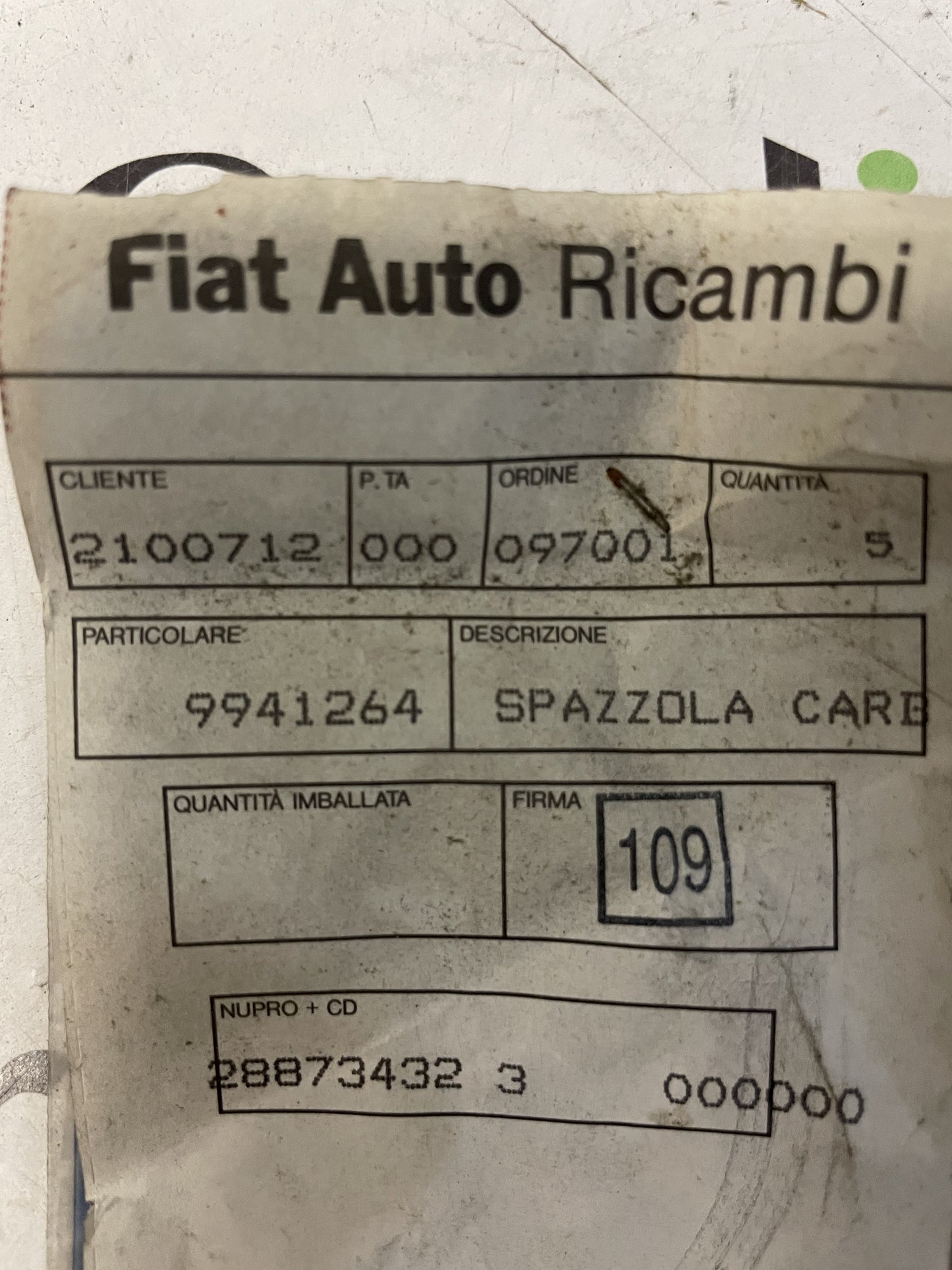 Spazzola Carboncino Alternatore [9941264] - FIAT 126 BIS - Nuovo Originale