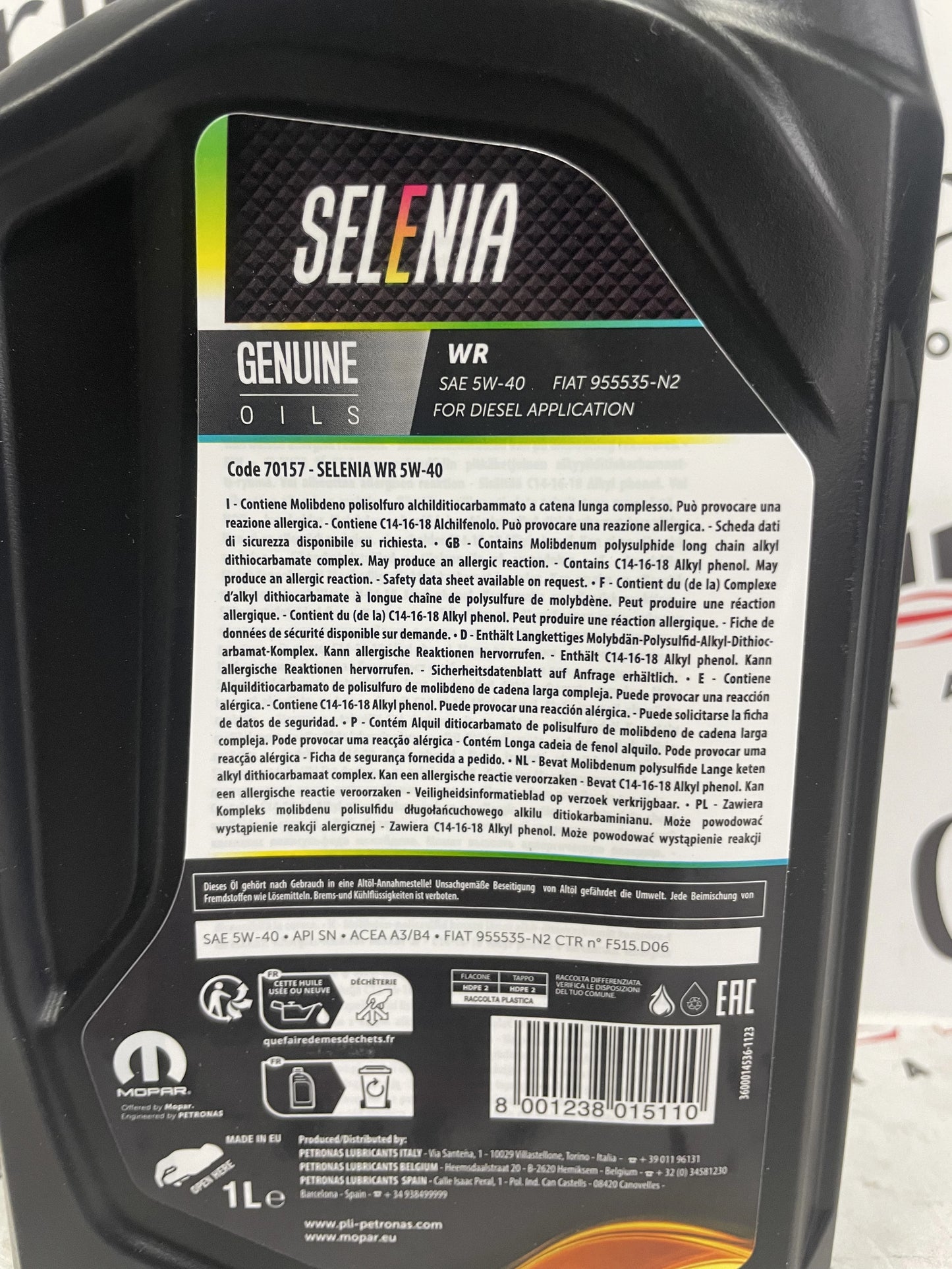 Olio Motore Selenia WR 5W-40 4L -  Motori Diese3