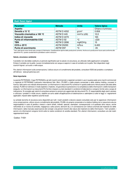 Datasheet Petronas Urania 5000 5w-30 page two