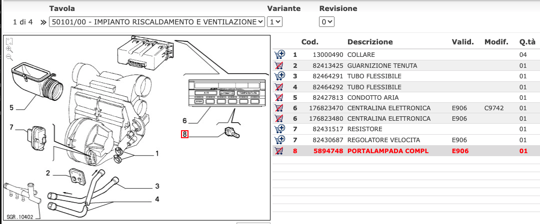 Portalampada Impianto Riscaldamento e Condizionamento Fiat Croma - COD. 5894748