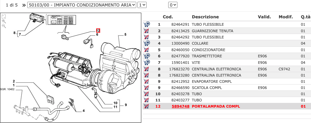 Interruttore Fendinebbia Fiat Punto GT RHD - COD. 5894957 Nuovo Originale