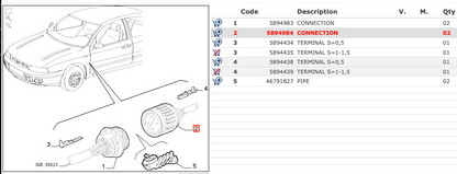 Fiat Brava Bravo Punto - Connettore Porta Originale - COD. 5894984