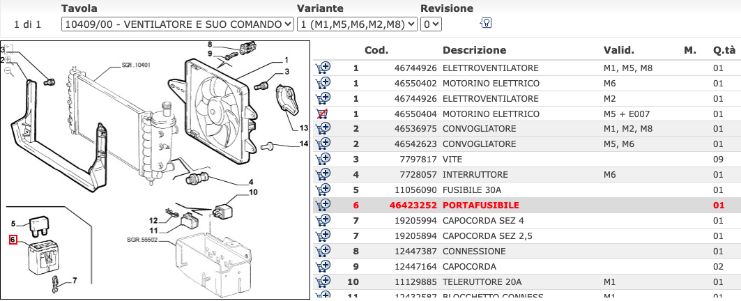 Porta Fusibile Fiat Bravo / Punto / Marea / Lancia Ypsilon - Nuovo Originale - COD. 5896295 / 46423252