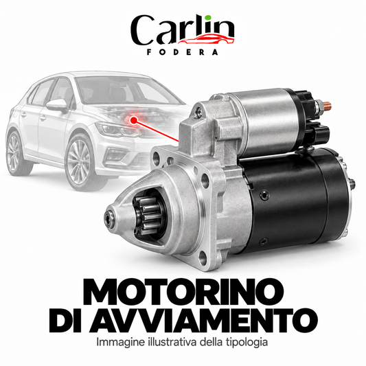 Motorino di avviamento — immagine illustrativa CarlinFodera, non fotografia del singolo ricambio